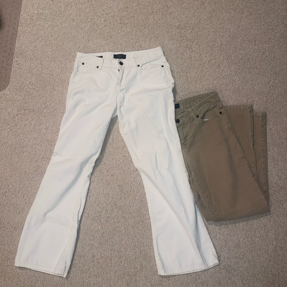 Talbots White and Tan Boot Cut Corduroy Pants 6P
